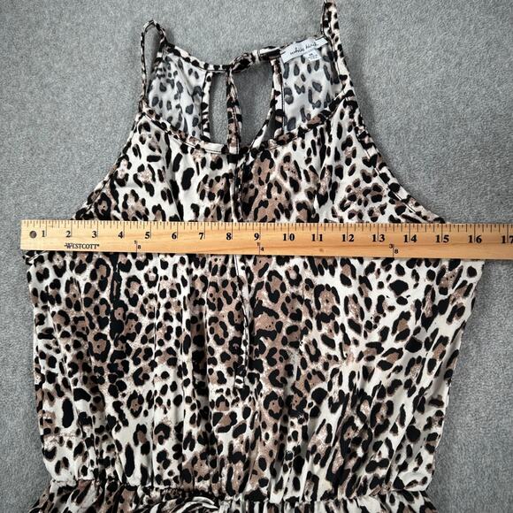 White Birch Animal Print Romper Jumpsuit Shorts Size Medium Sleeveless Tie Waist - Picture 7 of 9